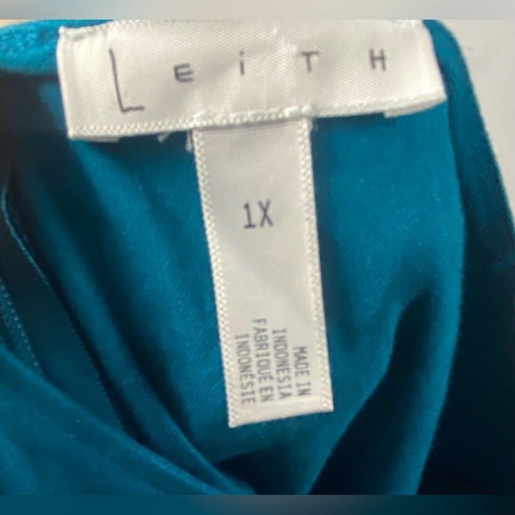 Linen Mini Dress Teal Spaghetti Adjustable Straps Size 1X NWT by Leith - Picture 13 of 14